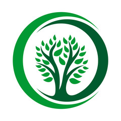 Circle Tree Vector Logo Design Template