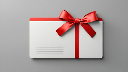 mockup gift box with red ribbon