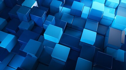 Abstract blue squares technology background. Ethereal blue cubes.