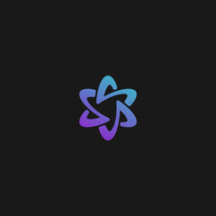 Triple letter S logo in orbital atom shape - purple green.