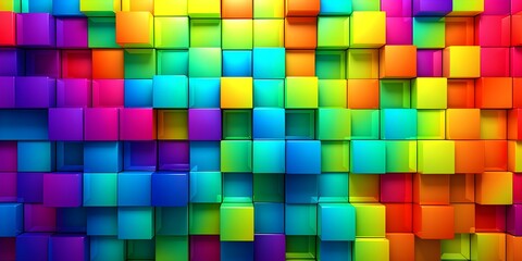Vibrant Colors, 3D Cubes, Abstract Art, Modern Design