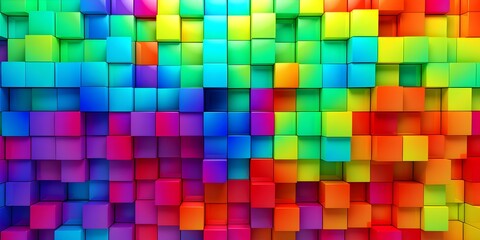 Vibrant Colors, 3D Cubes, Abstract Art, Modern Design