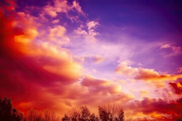 fantastic colorful bright design space background clouds sky evening beautiful sunset purple pink orange yellow