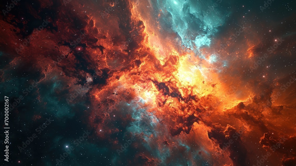 Wall mural mesmerizing view of colorful nebula in the night sky, outer space background, abstract nebula space 