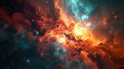 Obraz premium Mesmerizing view of colorful nebula in the night sky, outer space background, abstract nebula space galaxy