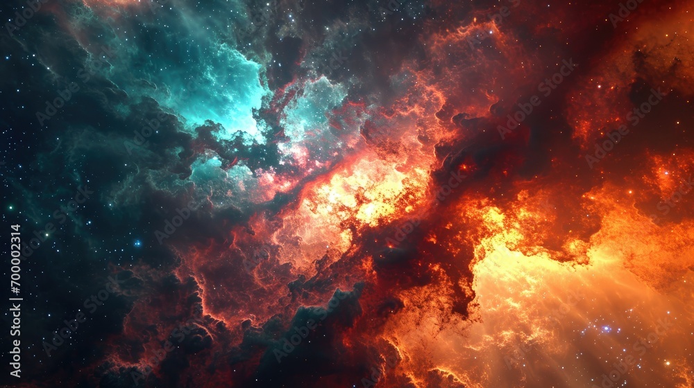 Wall mural breathtaking view of colorful nebula in the night sky, outer space background, abstract nebula space