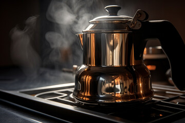 coffee drip pot making hot coffee bokeh style background