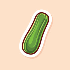 illustration vector graphic of green single cucumber vegetable with cute cartoon design style isolated. perfect for logo. sticker. icon. etc.