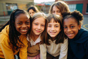 Obraz premium african and american young girls smiling together diversity concept