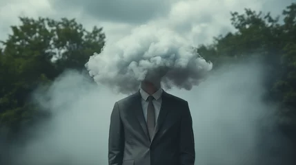 Tuinposter 頭に雲がかかるビジネスマン © Hiroyuki