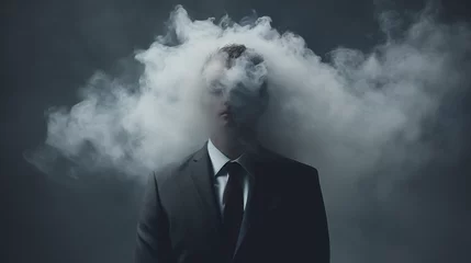 Tuinposter 頭に雲がかかるビジネスマン © Hiroyuki