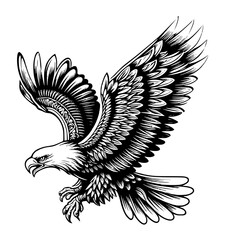 eagle logo, icon, emblem (black on transparent background)