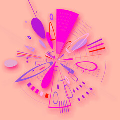 pink background with circle of abstract elements