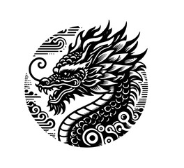 Chinese Dragon Year lunar new year silhoutte graphic vector
