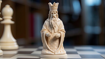 Display of the elegant bishop chess piece. Precision in design, strategic thinking, chessboard, tactical game. Generated by AI.