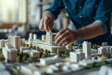 Foto op Plexiglas Architectural Ingenuity: Crafting a Vision for a Dynamic Business District – Meticulous Model Creation Unveils Urban Brilliance and Futuristic Design. © artursfoto
