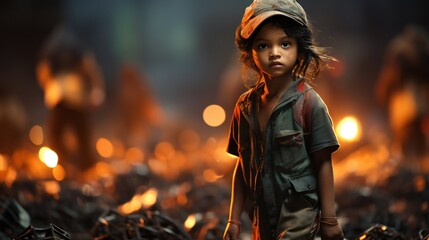 The daily grind: Illustrating the harsh realities of child labor - obrazy, fototapety, plakaty