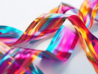 Colorful twisted ribbons on a white background. 3d rendering Generative AI