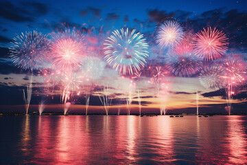 colorful fireworks at the night sky