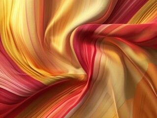 Naklejka premium Red and yellow silk fabric. Abstract background. 3d rendering. Generative AI