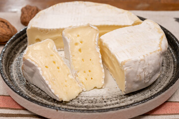 French soft Camembert cheese, original Camembert de Normandie