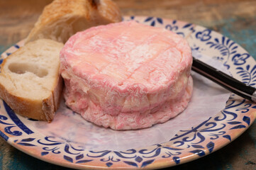 Cheese collection, French fresh white soft goat cheese soaked in rose champagne wine
