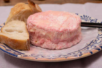 Cheese collection, French fresh white soft goat cheese soaked in rose champagne wine