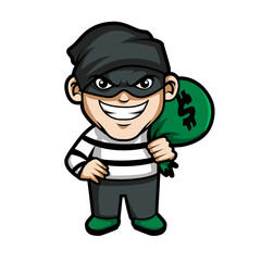 Vector illustration of cartoon thief