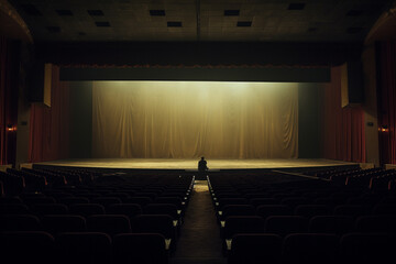 Naklejka premium people watching movie in the movie theatre