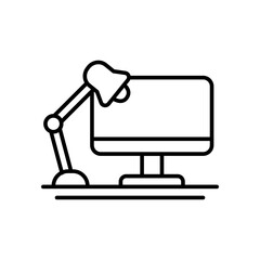 Workplace outline icons, minimalist vector illustration ,simple transparent graphic element .Isolated on white background