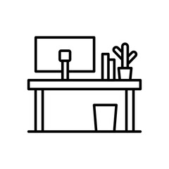 Fototapeta premium Workplace outline icons, minimalist vector illustration ,simple transparent graphic element .Isolated on white background