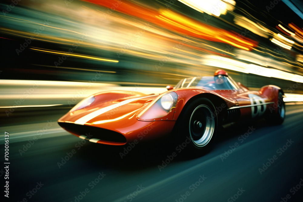 Leinwandbilder an abstract portrayal of high-speed auto racing, with blurred elements creating a visual symphony of