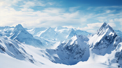 Obraz premium Beautiful alpine panoramic view snow capped mountain