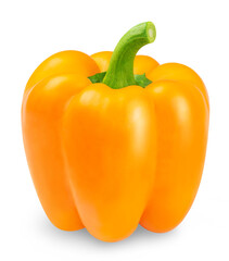 Pepper isolated. Orange bell pepper on a transparent background.