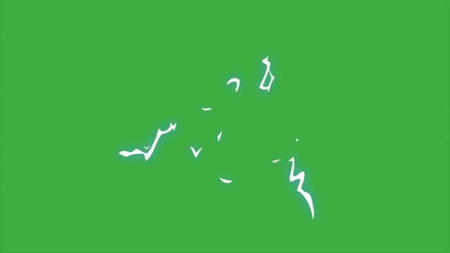 Animation loop video element effect cartoon electric on green screen background 