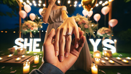 The hand proposal ceremony, she said yes!