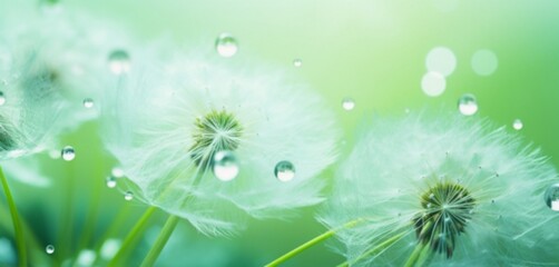 dandelion seeds on a green background  generated by AI