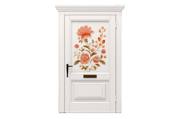 white door with a beautiful floral design painted on it