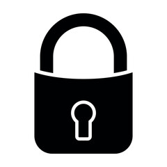 Lock black vector icon on white background