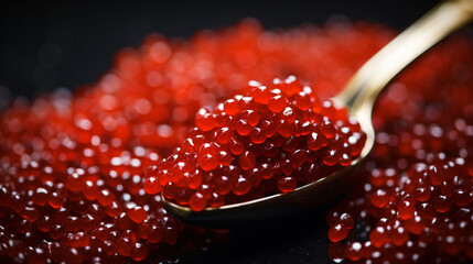 Black Spoon Full Red Caviar Background Images