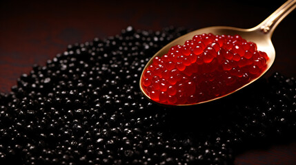 Black Spoon Full Red Caviar Background Images