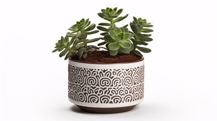 Different type of Succulent plants in a light, white colored pot  with a light background 