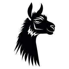 Llama black vector icon on white background