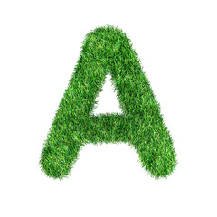Grass letter A isolated on transparent background.Symbol eco nature environment, save the planet.
