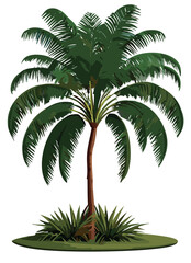 Exotic Palm Tree Vector Illustration Isolated on White