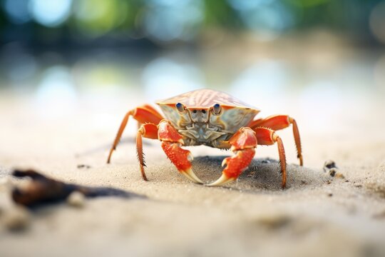 crab burrowing into sand