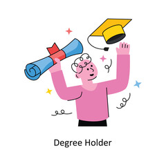Degree Holder vector Filled outline Design illustration. Symbol on White background EPS 10 File 