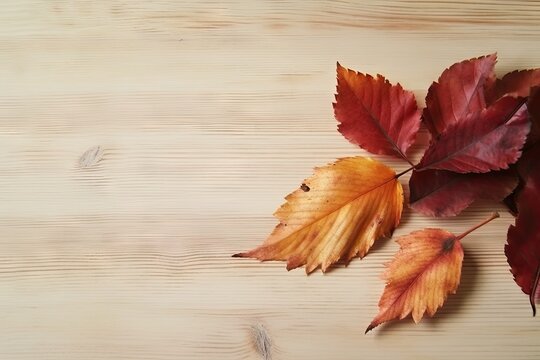 leaves red dried beautiful border image text your space copy background wooden light leaves autumn