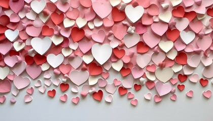 Obraz premium Romantic Assortment of Pink and Red Paper Hearts