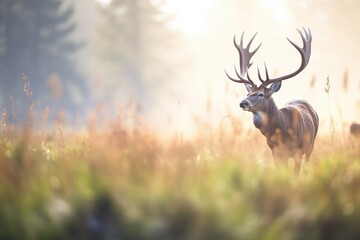 elks breath visible in a chilly meadow morning